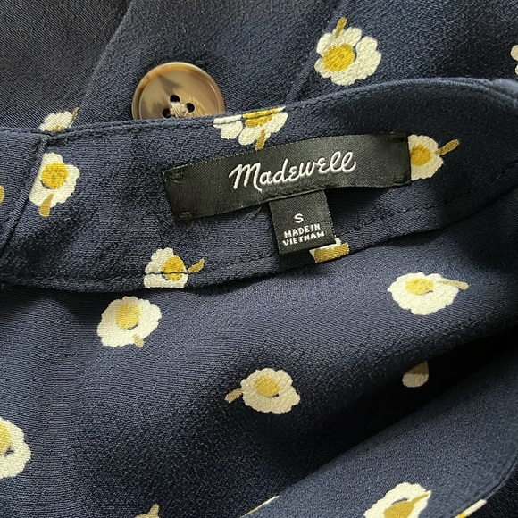 Madewell Navy‎ Blue Button-Back Floral Daisy’s Dress with Pockets Size S - Picture 9 of 11
